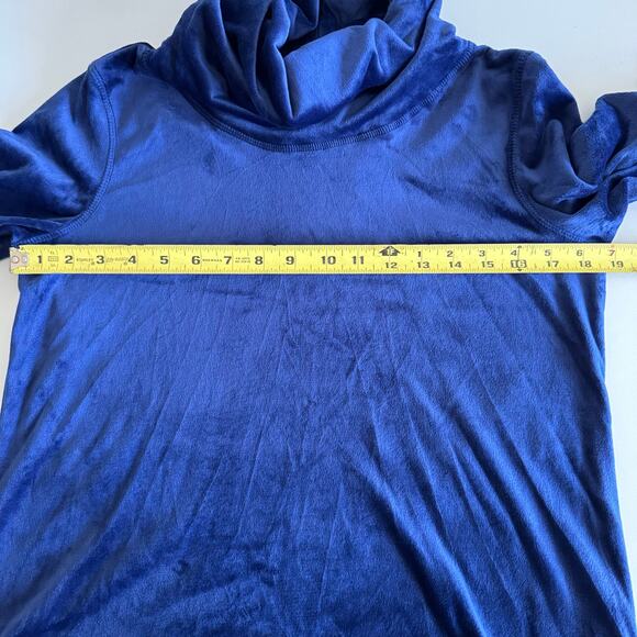 Magaschoni Velour Cowl Neck Sapphire Blue Sweater Sporty Granny Cozy NWT Size SM - Picture 9 of 11